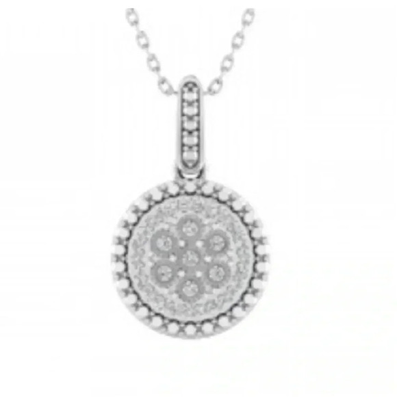 Jewelry - Womens Solid Sterling Silver 0.01 CTW Diamond 18 Inch Necklace